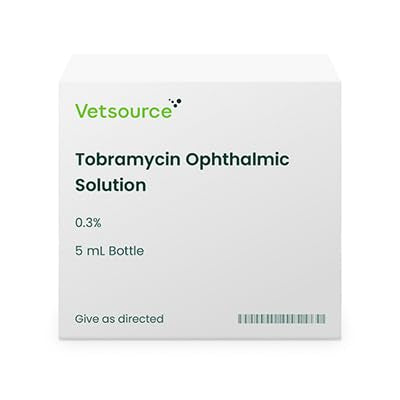 Tobramycin Ophthalmic Solution for Dogs, Cats, and Horses, 0.3%, 5 mL Bottle