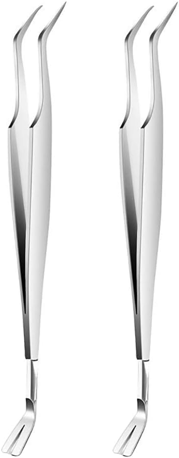 2Pcs Silver Stainless Steel Tick Tweezers Dual Tipped Tick Remover Tool First Aid Tweezers Tick Killer Tweezer for Human
