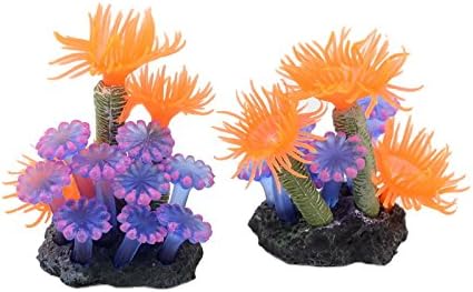 CNZ® Artificial Coral Plant, Orange Sea Anemone 2-Pack