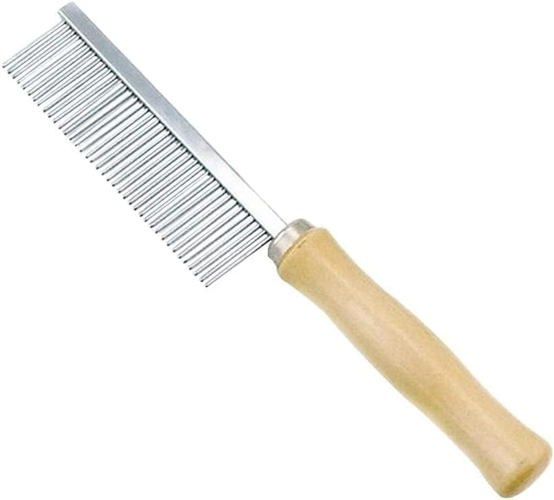 Pet Grooming Comb for Long Haired Cats and Dogs - Stainless Steel Pin Teeth Wooden Handle Fur Hair Brush - Removes and P