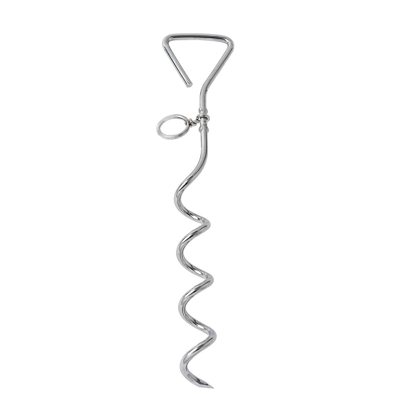 WePet Dog Tie-Out Stake, Durable Silver Spiral Anchorstake, Secure Outdoor Tethering for All Cable Leash Chain, Camping Yard, Rust-Resistant, Easy Installation, Medium, 16 Inch