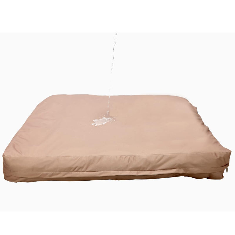 Dog Bed Cover – Waterproof Cover for Dog Bed – Heavy Duty, Machine Washable Zippered Liner – Durable, USA-Made Fabric for Pets – Ideal Pet Bedding Protector for Accidents and Messes - Medium (Tan)