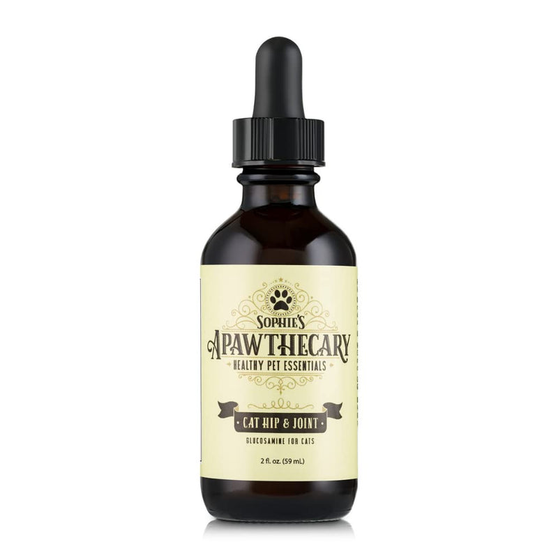 Cat Glucosamine Liquid Supplement with Chondroitin, Hyaluronic Acid & Taurine - Sophie's Apawthecary Hip & Joint Drops for Cats, Pain Relief & Joint Mobility Support, Plant-Based, Made in USA, 2 oz