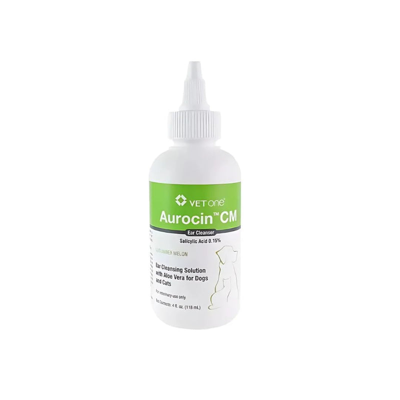 VetOne Aurocin CM With Aloe Vera Ear Cleansing Solution, Cucumber Melon, 4 Ounce