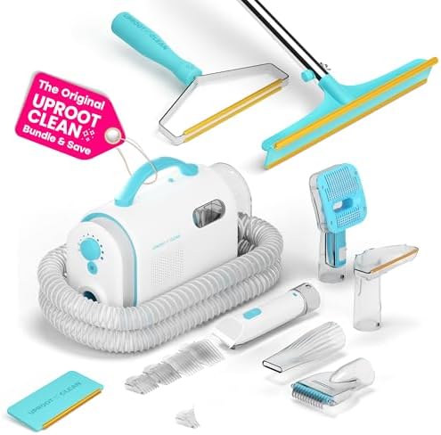 Uproot Clean Pet Grooming Vacuum Kit + Mini, Xtra, & Pro Pet Hair Remover Set: Ultra-Quiet Cat & Dog Hair Vacuum Groomer