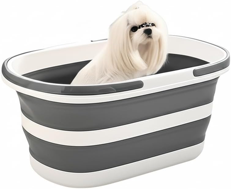 Collapsible Pet Bath Tub with Drain Plug, 23.6