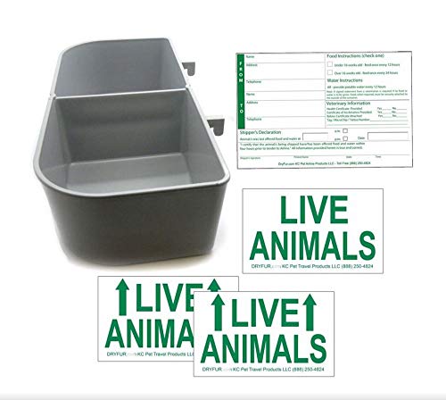 Kennel Travel Kit for Pets - Hook-On Dish & Live Animal Labels (Large)