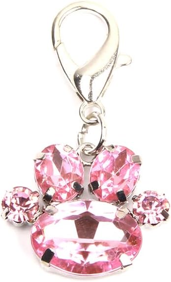Bling Rhinestones Paw Charm Pendant Jewelry for Pet Dog Cat Puppy Necklace Collar Accessory