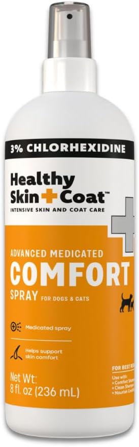 Healthy Skin + Coat Advanced Medicated Comfort Pet Spray, 8 oz - for Dogs and Cats, for Hot Spots and Irritated Skin and