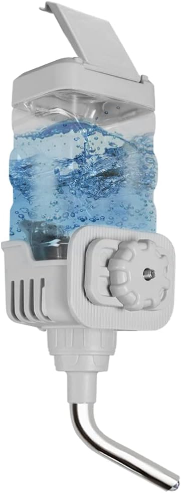 Vannon 30oz Small Pet Water Bottle for Cage with Top Fill Design, Grey