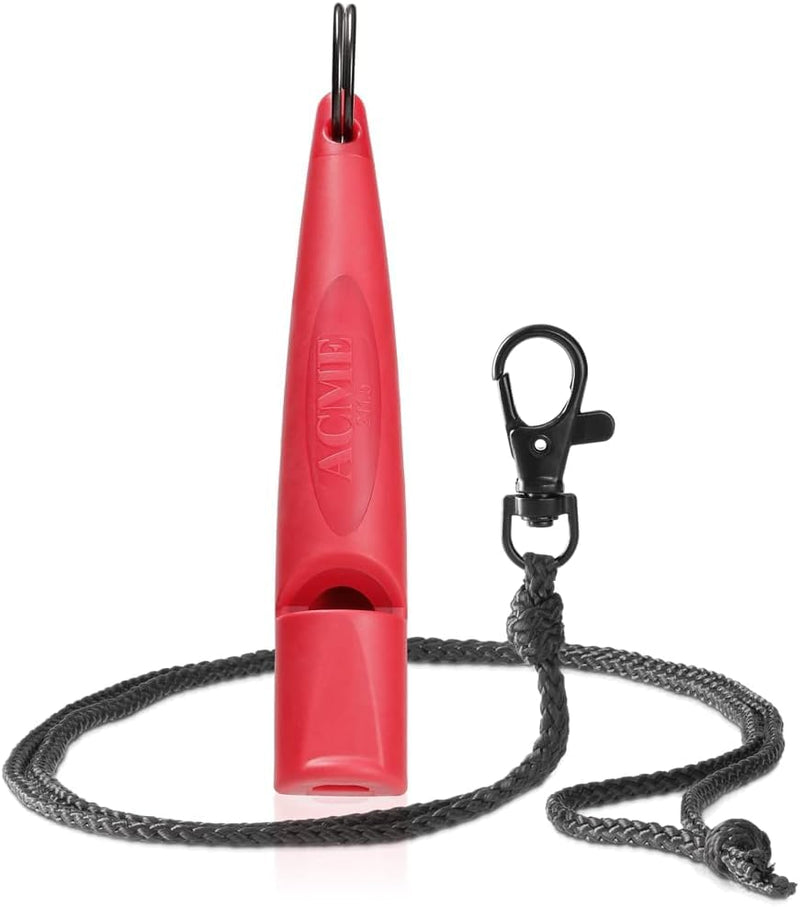 ACME Alpha 210.5 Professional Dog Training Whistle with Lanyard. Enhanced Ergonomic Grip. BPA-Free Plastic. 110 dBA. Standardized Frequency for Smaller Dogs. (Carmine Red/Black)