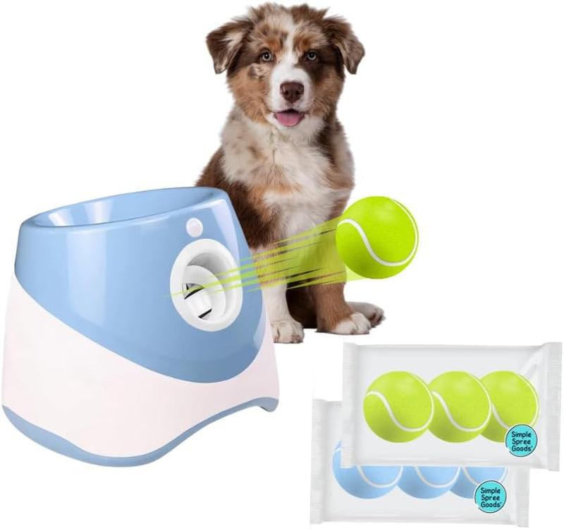 Automatic Ball Launcher for Small, Medium Dog/Puppy with 6 Small Tennis Balls, Free Training Guide Included w/Purchase