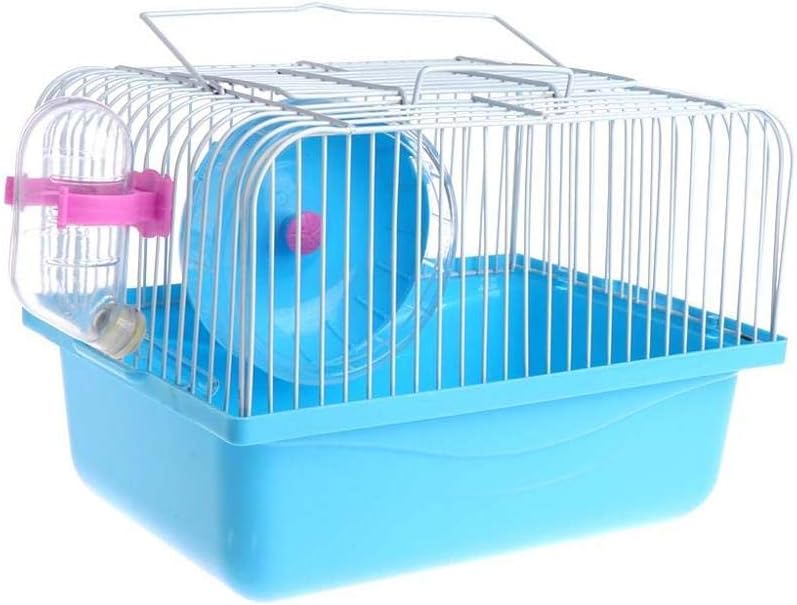 Small Pet Hamster Cage with Running Wheel Water Bottle Food Basin Portable Carrier House Mice Home Habitat for Going Out