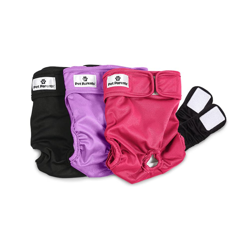 Pet Parents® Washable Dog Diapers (3pack) + Extendrs® of Durable Doggie Diapers, Premium Dog Diapers Female (Large, Princess)