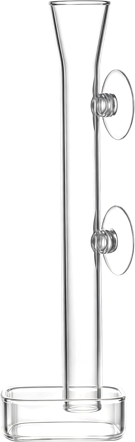 LINLAN 7.87-inch Glass Shrimp Feeder, Aquarium Feeding Tube and Square Bowl with Two Suction Cups, Prevent Food from Spr