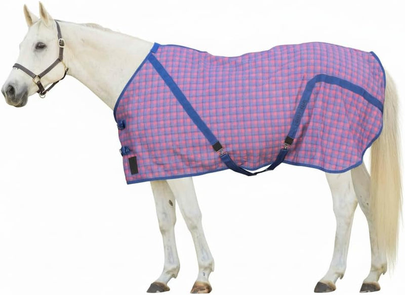 Equinavia Fryd 100% Cotton Stable Blanket for Horses | No Fill - Pink Flambe/Galaxy Blue - 82 in