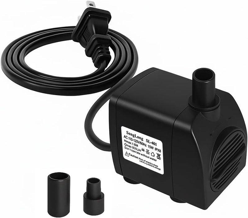 SongLong Submersible Pump 200GPH 5.2ft. High Lift for Fountains