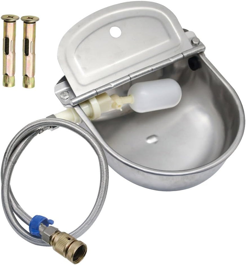 Automatic Livestock Waterer, 304 Stainless Steel with Float Valve, Animal Watering Bowl for Dogs, Horses, Goats, Cattle,
