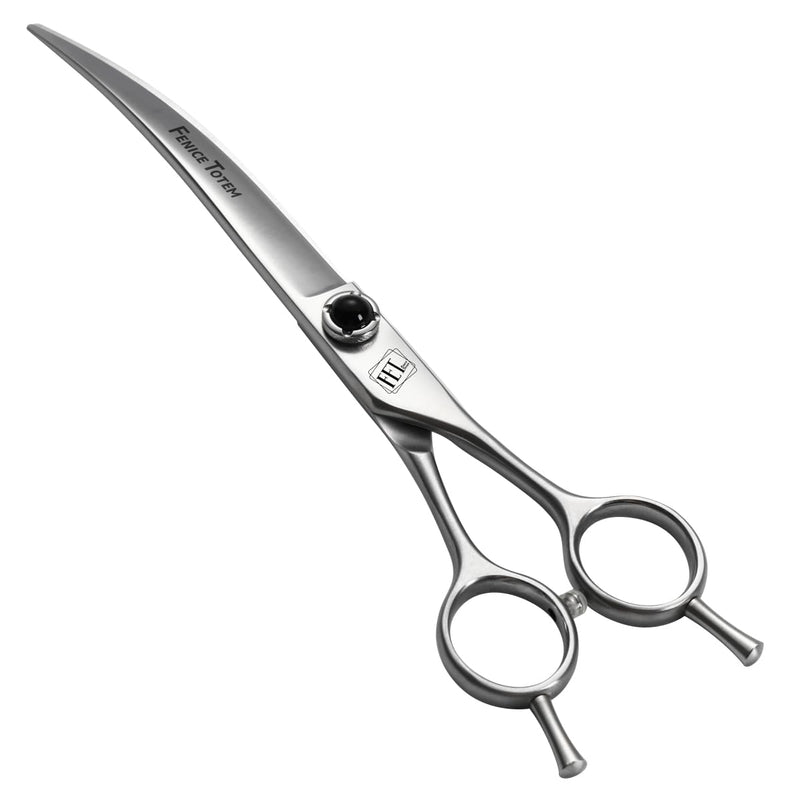 Fenice Totem Dog Grooming Scissors: 7 inch Pet Curved Shears Made Of Japanese 9CR Advanced Stainless Steel Professional Grooming Scissors for Dogs Cats and Other Pets
