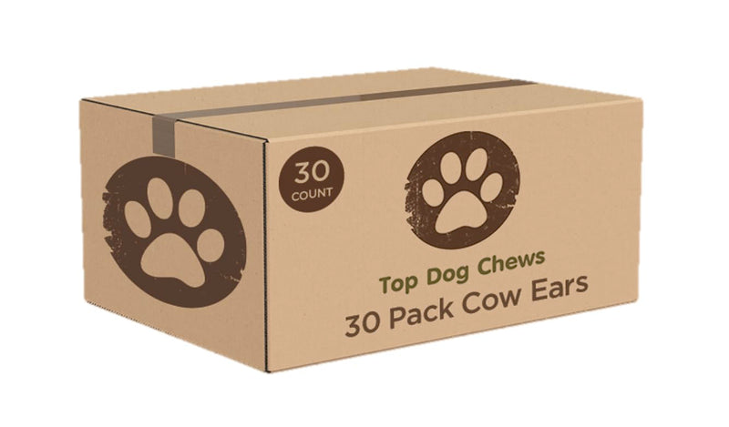 Top Dog Chews - 30 Full Size, Thick Cut, Cow Ears Dog Treats, 100% All Natural, Rich in Protein and Flavor, Healthy & Delicious Chews, Rawhide Alternative (Pack of 30)