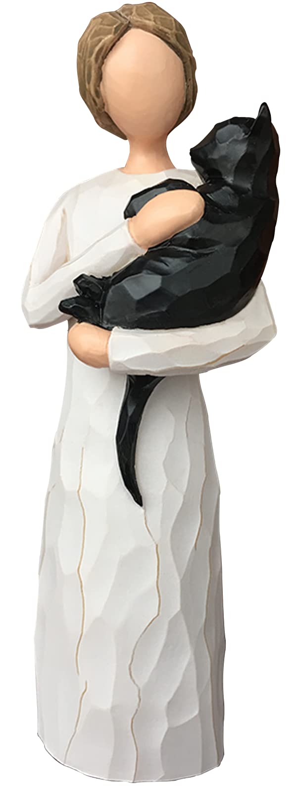 FRUMOASA Cat Memorial Gifts, 6 Inch Loss of Cat Sympathy Gifts, Pet Cat Bereavement Gifts, Hand-Painted Cat Angel Figurine Statue in Memory of Passed Away Black Cat