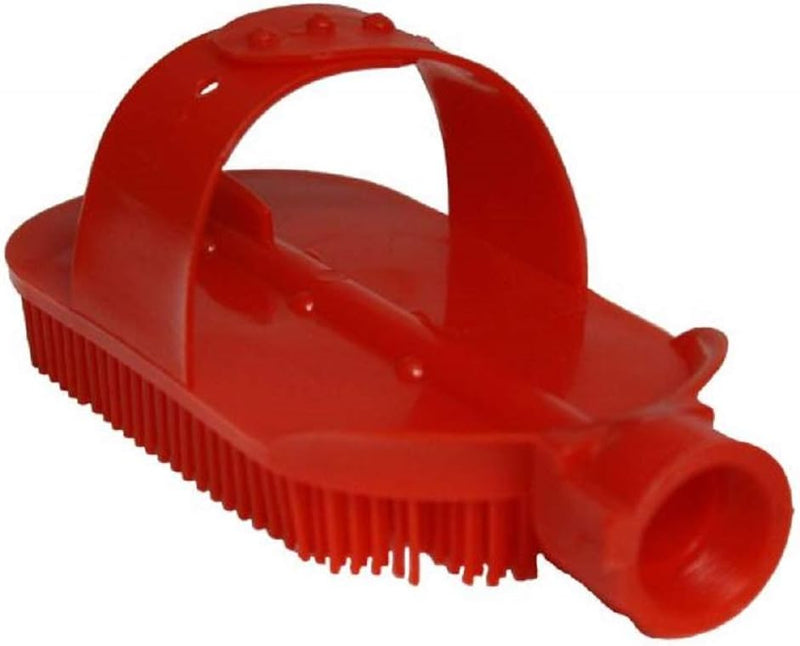 Showman Red Oval Plastic Water Hose Handle Bristle Bathing Washing Curry Comb