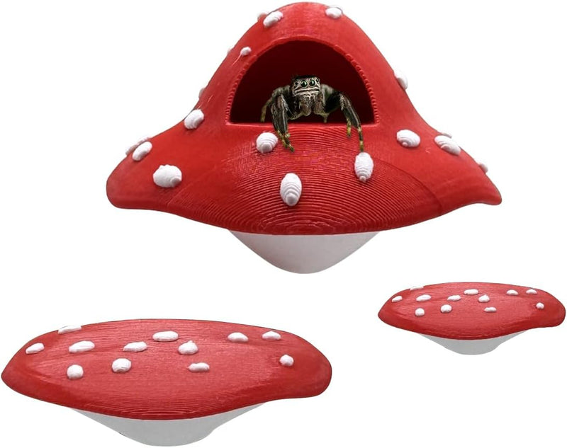Jumping Spider Enclosure Accessories – 3 Pcs Jumping Spider Mushroom Styling Platforms with Magnetic Mounting for Climbi