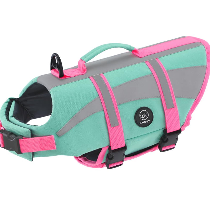 EMUST Dog Life Vests, Adjustable Dog Life Jacktets for Boat, High Visibility Life Vests for Dogs, Medium Dog Life Jacket Safety Swimsuit, NewTurquoise, M