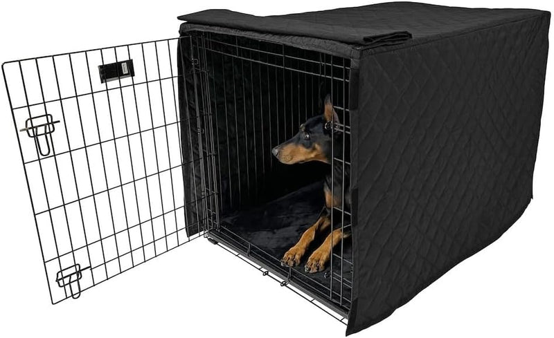 4Knines Quilted Dog Crate Cover – Heavy-Duty, Water-Resistant Fabric for Indoor/Outdoor Use – Durable Travel Cage Cover