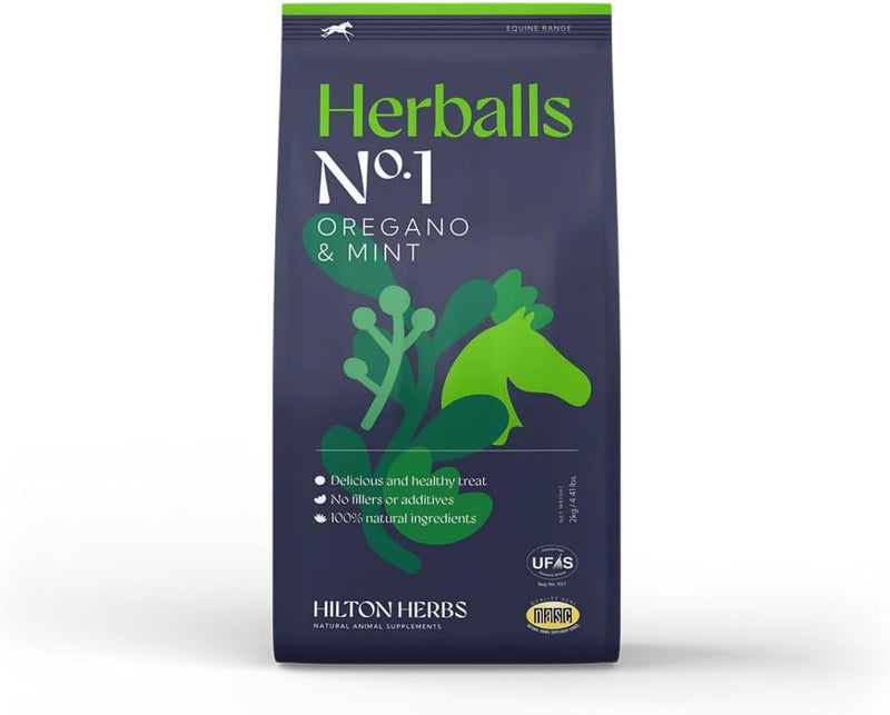 Hilton Herbs Herballs No. 1 Oregano & Mint Horse Treat, 1.1 lb Bag – Herbal Horse Treats, Healthy Horse Treats, Natural