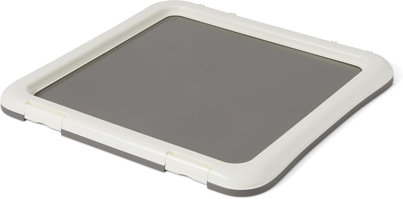 Basics Dog Training Pad Holder with Secured Latches, Extra Thick and Non-Slip Base, Recycled Plastic, 22 inch, Small, White and Charcoal
