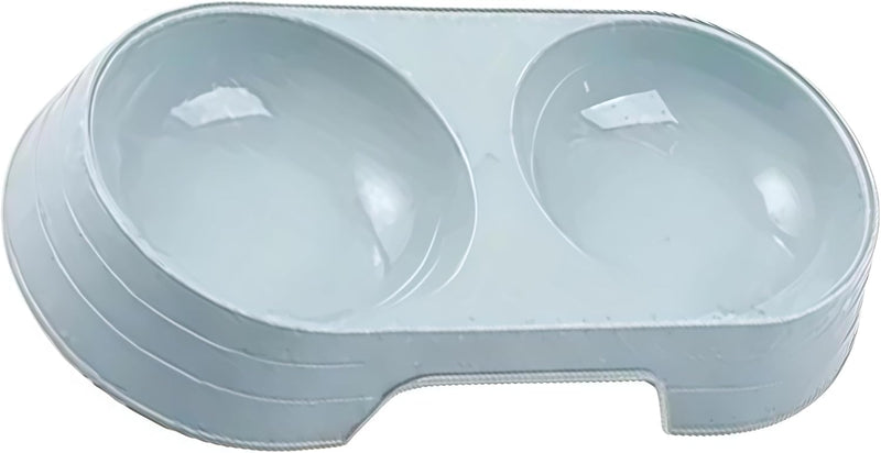 Pet Food and Water Bowl, Double Feeding Bowls, Small Grey, for Cats and Small Dogs, Portable Pet Accessories