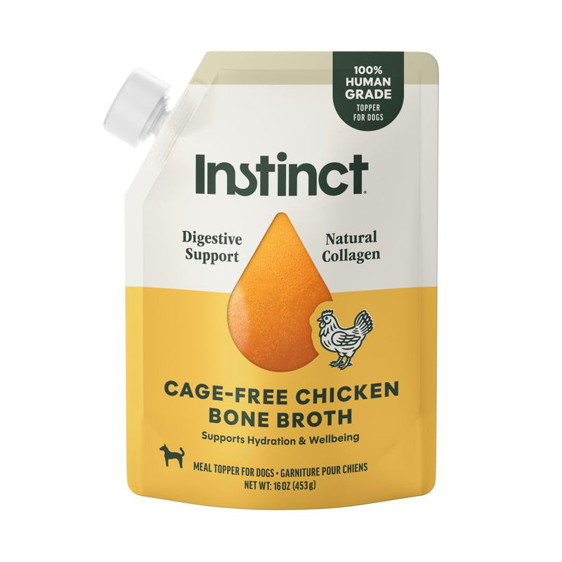 Instinct Bone Broth, Meal Topper for Dogs, Human Grade - Cage-Free Chicken, 16 oz. Pouch