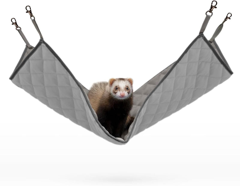 Paw Inspired Hanging Fleece Hammock for Small Animals, Gray/Light Gray