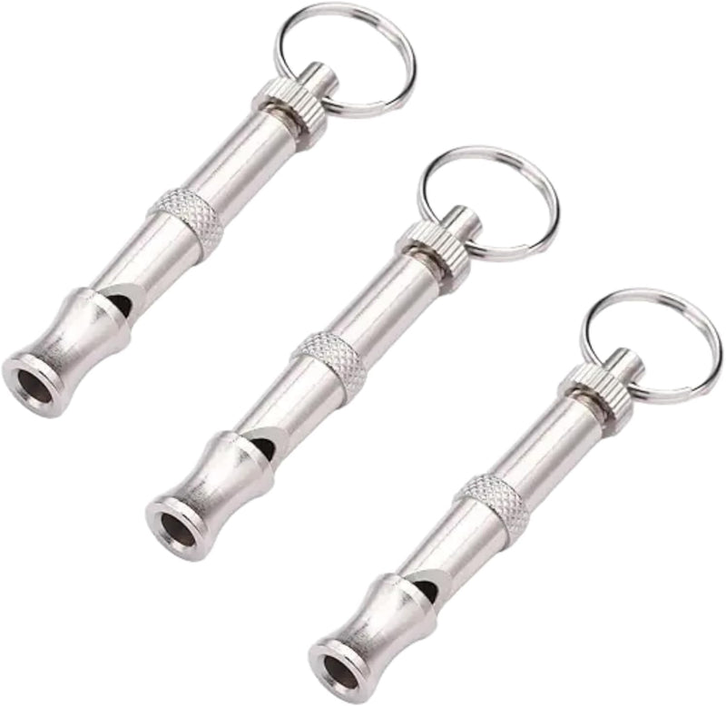 3Pcs Silver Adjustable Ultrasonic Dog Whistle,Portable Whistle Pet Whistle Supersonic Whistle Dog Whistles for Pet Train