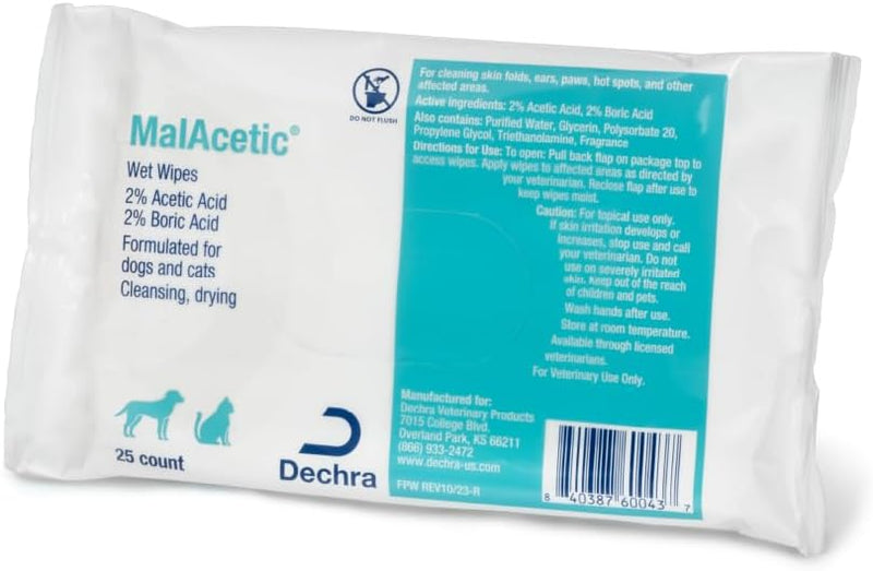 MalAcetic Wet Wipes for Dogs and Cats 25 Count