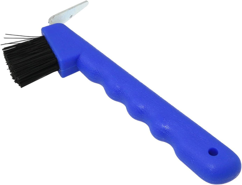 RLECS Horseshoe Hook Brush Portable Hoof Pick Cleaning Brush with Soft Touch Rubber Handle Stable Cleaning Tool Blue Tot