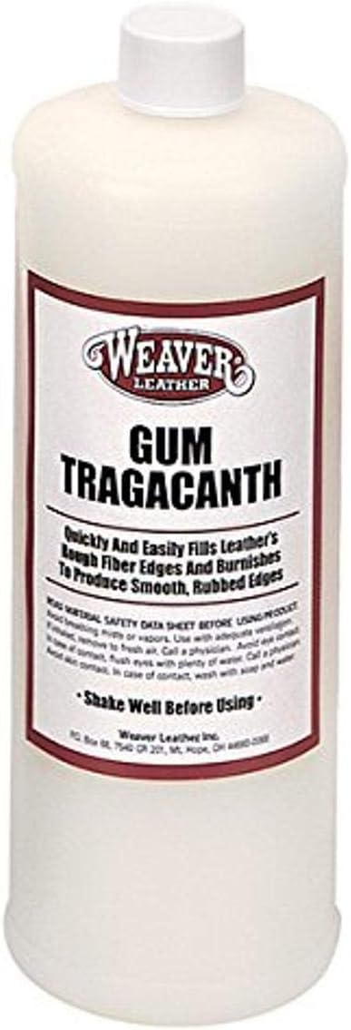 Weaver Leather Supply Gum Tragacanth, Water-Based Fiber-Taming Leather Burnishing Gum, Leathercraft Finish for Wallets,