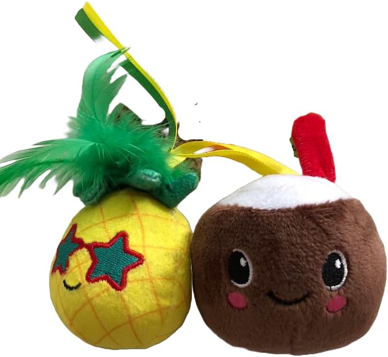 Cat Toys with Catnip Coconut & Pineapple Plush 6 in Tall / 2.5 in Tall