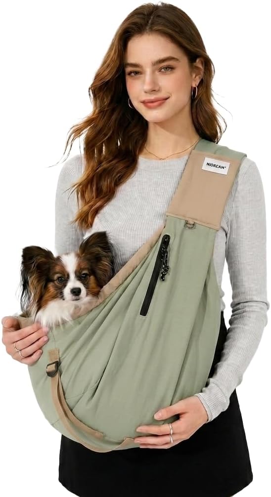 Dog Sling Carrier, Small Dog Carrier Sling for Cats & Puppies 20 lbs, Dog Carry Bag with Pockets, Light Water-Resistant