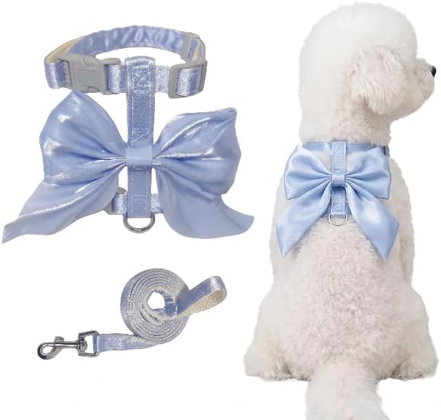 Cute Leash and Bow H-Shaped Design Harness for Small Cats Dogs, Proof Soft Adjustable Vest Easy Control Breathable Harne