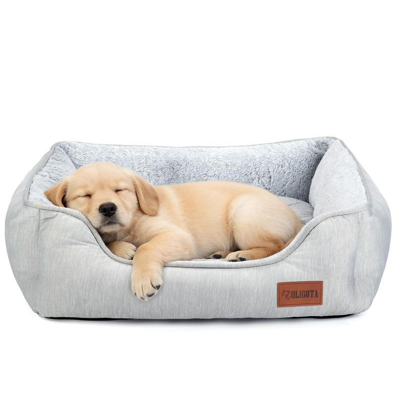 Small Dog Bed for Dogs with Cool to Touch Fabric, Soft Calming Cat Beds for Indoor Cats, Reversible Square Pet Bed for Puppy, Machine Washable Non-Slip Bottom S