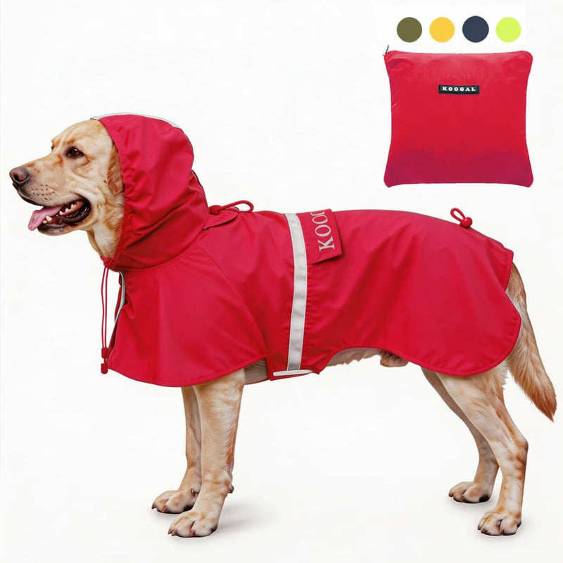 KOOGAL Pet Large Dog Raincoat Apparel Poncho Waterproof for Medium Large Sized for Dog Raincoat Clothes Jacket,Dog Rain Jacket (Red,4XL)