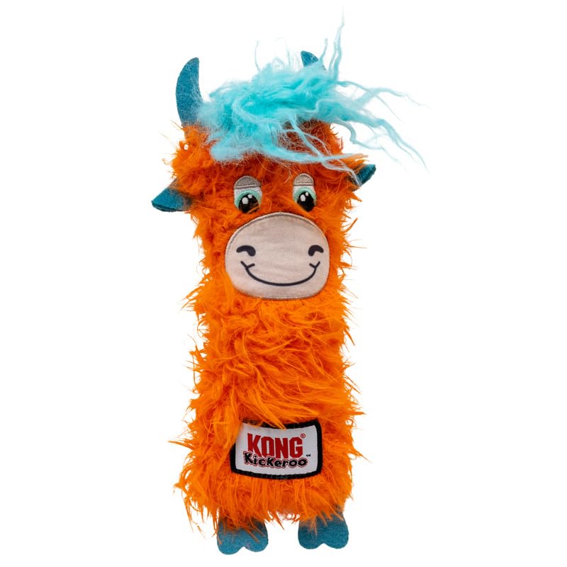 KONG Kickeroo Highland Cow Cat Toy – Plush Catnip Toy with Crinkle Sound & Fluffy Tail – Assorted Colors (1 Pack)