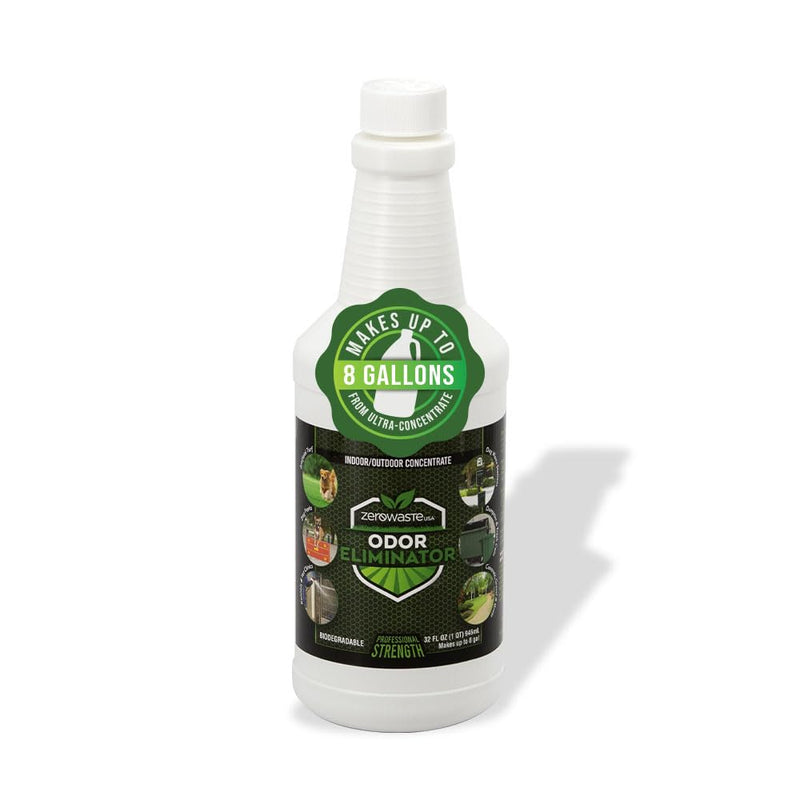 ZERO WASTE USA Odor Eliminator Ultra Concentrate - Commercial Strength Multi-Purpose Enzyme Cleaner - Eliminates odors from Any Organic Matter - Made in USA - Makes up to 8 Gallons (32 Fl Oz)