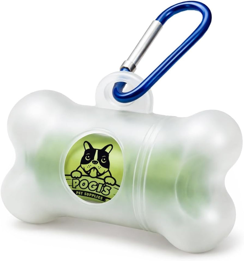 Pogi's Dog Poop Bag Holder & Dispenser for Leash, 15 Unscented Bags