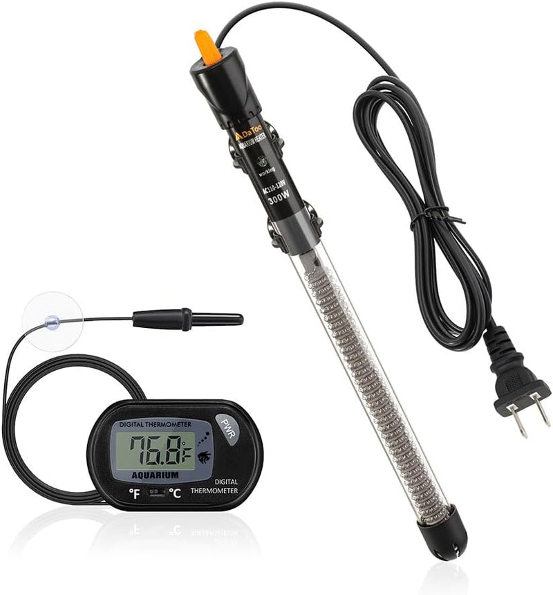 DaToo 300W Adjustable Knob Aquarium Heater Submersible Fish Tank Heater with Digital Thermometer for Saltwater and Fresh
