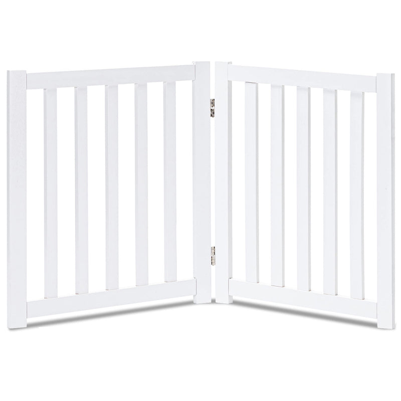 LZRS 2-Panel Wooden Free Standing Foldable Dog Gate Indoor – Solid Hardwood 24