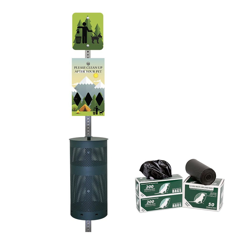 ZERO WASTE USA – NEW 2026 Rust-Proof Aluminum Dog Waste Station – 25% More Storage & Improved UV Protection – Free 400 Roll Bags & 25 Can Liners – 10-Year Warranty (Camp | Matte Green)
