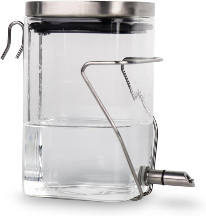 Guinea Pig Water Bottle No Drip, Rabbit Glass Waterer, Chinchilla Stainless Steel Nozzle Anti-Bite Water Dispenser for S